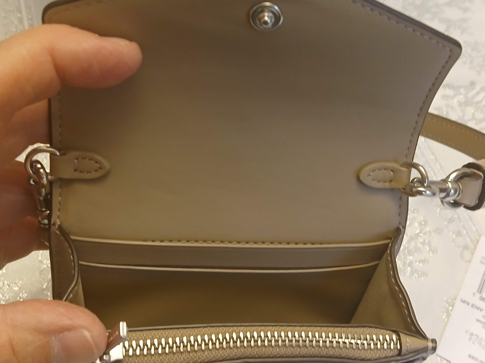 COACH MINI ENVELOPE WALLET W/ DETACHABLE CROSSBODY STRAP TAN CROC LEATHER NWT