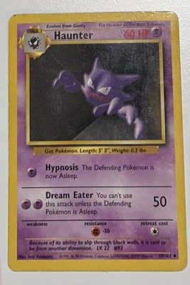 1999 First Edition Base Set Shadowless Haunter Pokémon Card #29/102