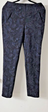 Vintage Chico's Size 0 Straight Leg Pants Black Paisley Stretch waist- BUSINESS