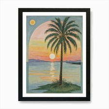 Palm Tree At Sunset no2 Art Print Framed Wall Art Poster Canvas Print Picture