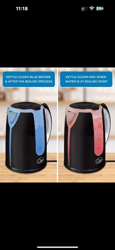 Quest Cordless Dual LED Illuminated Kettle  1.7 Litre Capacity - Black - 35929
