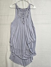 FREE PEOPLE BOHO PERRI BLUE BEADED TANK DRESS NWT IN MED