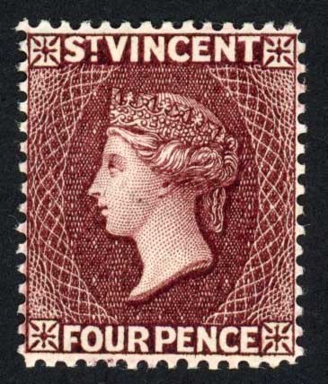 St Vincent SG51 4d Purple Brown Wmk CA SUPERB Fresh Mint Cat 100+ pounds - Picture 1 of 1
