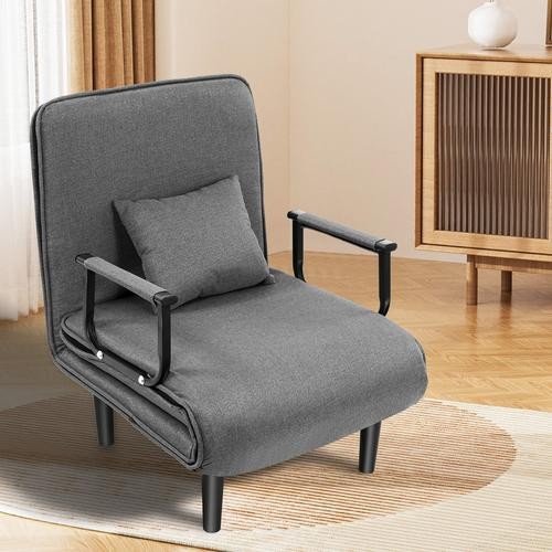 YODOLLA 3-in-1 Single Sleeper Chair Bed with Adjust Backrest Into a Sofa,Lounger Chair, Convertible for Adults, Grey 25 UK 4-in-1 Single Folding Bed Convertible Sleeper Chair Bed Light Gray w/ Pillow
