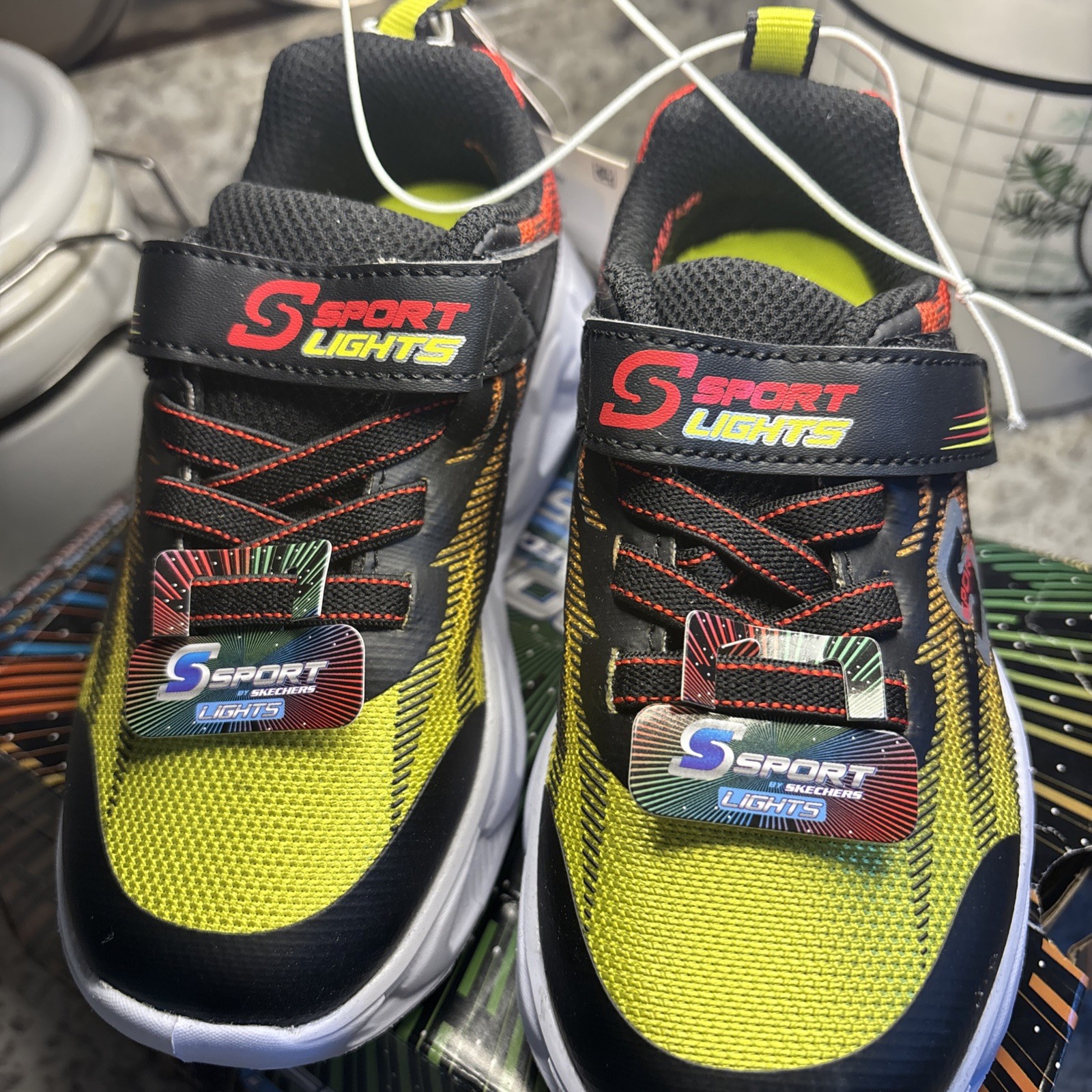 Skechers Sport Lights Boys Jacob Sneakers Black/Red Size 9 Toddler New