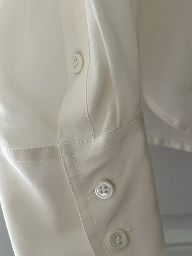 NWT J. Crew 100% Silk Long Sleeve Ivory Sz 10 Collar Button Front Pockets - Picture 5 of 9
