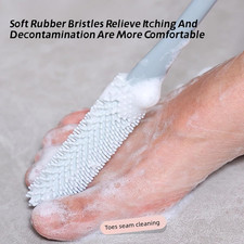 2 Pack Toe Cleaning Brush,Silicone Foot Scrubber for Shower with 15.7" Long H...
