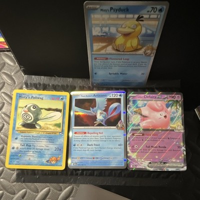 Pokemon TCG 4 Card Lot Misty's Psyduck Poliwag Rocket's Articuno GX