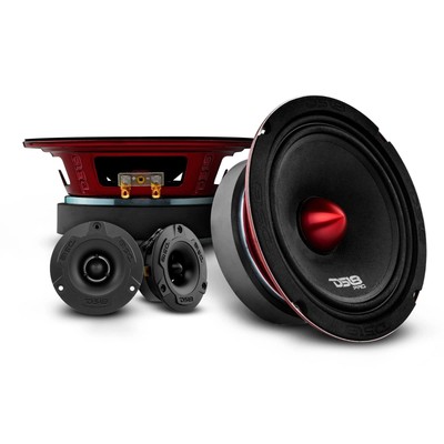 Mid and High Car Speaker Package - 2X 6.5'' Midrange, 2X 1'' Tweeters, Built-in...