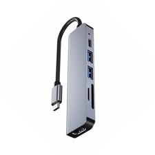 6-In-1 USB-C Hub Type C To 4K HDMI USB3.0 DP Adapter Docking Station Converter D