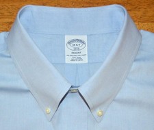 Brooks Brothers Regent 18 36/37 solid blue non iron cotton dress shirt g5j6