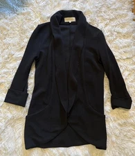 French Mauve Blazer Suit Jacket Open Front Long Black Small