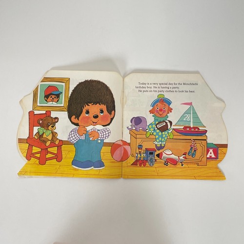 Vintage 80s Monchhichi Children's Happy Birthday Kids Golden Shape Book 1983 - Picture 6 of 8