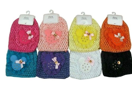 10 pc Baby Girl Chiffon Flower Hats Infant Turban Crochet Newborn Knit 0-12M Lot - Picture 11 of 11