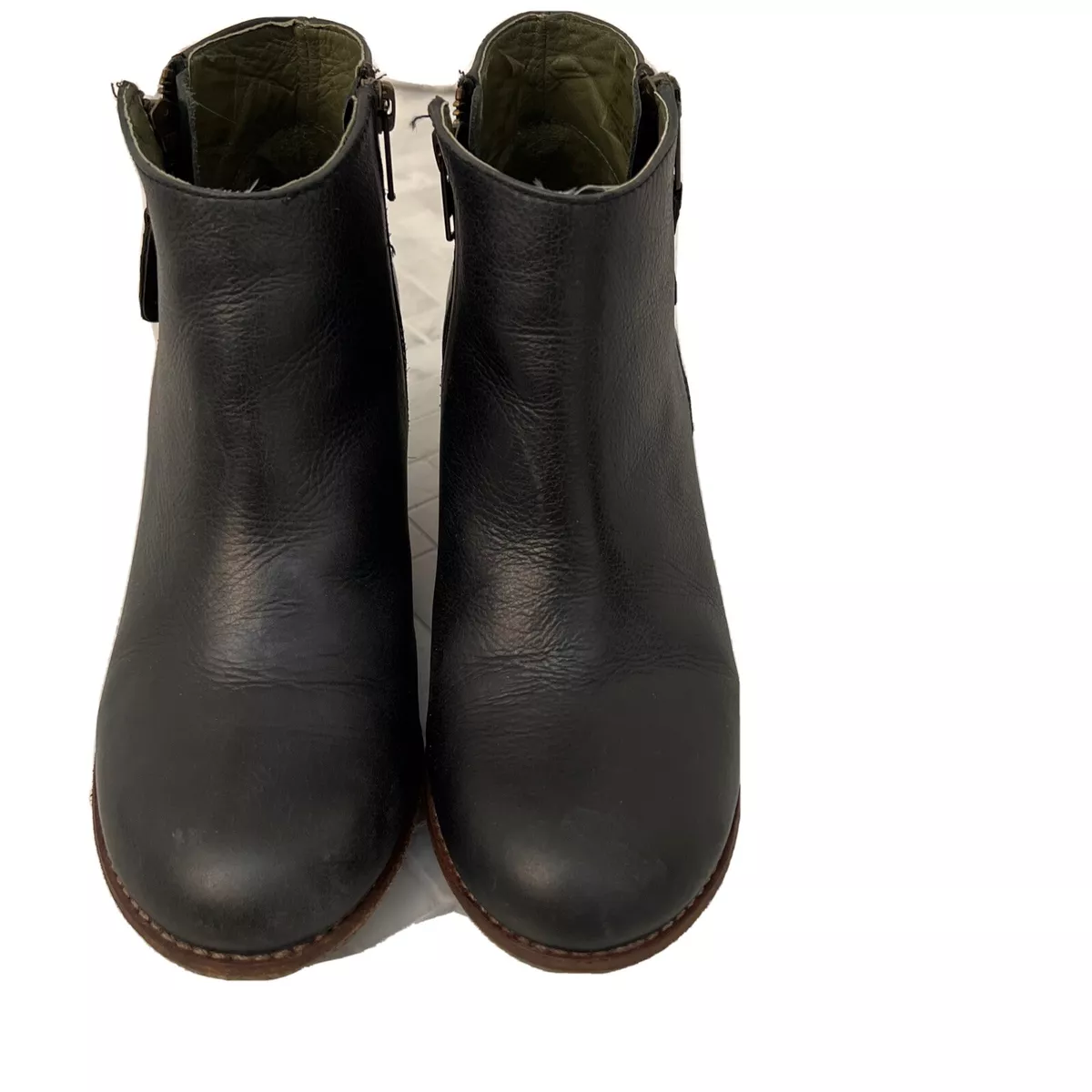 Kickers Womens Size 7 38 Leather Double Zip Wedge Ankle Boots 317501