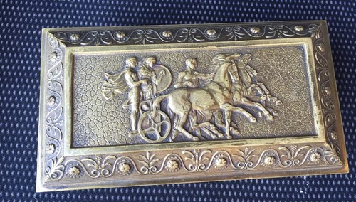 COFFRET EN BRONZE DÉCOR ANTIQUE / GLADIATEUR / BOÎTE / POINÇON - Imagen 3 de 10