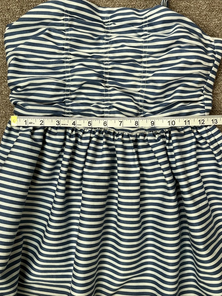 Polo Ralph Lauren 意大利面肩带蓝色白色条纹连衣裙女孩 14 航海 — 第 4/4 张图片