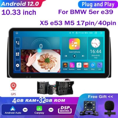 10.33'' For BMW 5er E39 X5 E53 525i Android 14 Carplay Car Stereo Radio GPS DSP