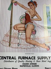 1960 Pin Up Calendar Girl One Page Artist Kohn Naperville Illinois WOW Lingerie