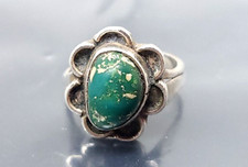 Vintage Navajo Sterling Silver Turquoise Oval band Ring size 5
