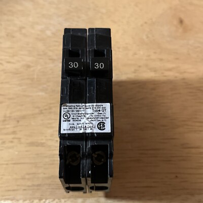 Siemens Q3030 Two 30-Amp Single Pole 120-Volt Tandem Circuit Breaker – Plug-In Style, 1 Inch Space, 10kA Interrupt