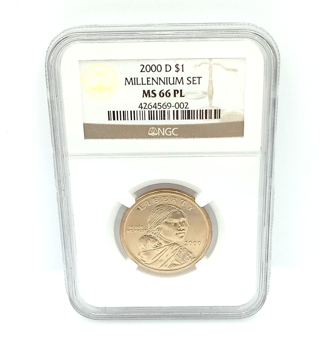 NGC 2000 D MS 66 PL Uncirculated Millennium Set $1 Sacagawea