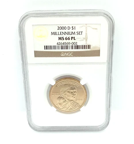 NGC 2000 D MS 66 PL Uncirculated Millennium Set $1 Sacagawea Dollar Coin Cameo