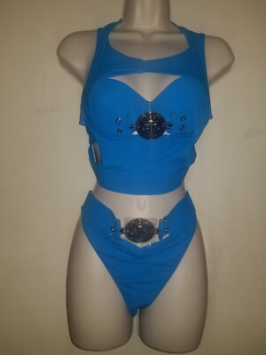 Honey Birdette 3-piece Brooklyn Blue Bikini Set 32DDD & Bikini Brief S or M NWT
