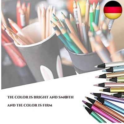 Metallic-Buntstifte Set – 12 Farben, Schwarzes Holz, Bruchsicher, Ungiftig, Für Glänzende Kunstwerke
