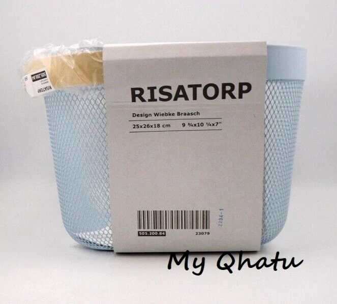 IKEA RISATORP Cesta de Alambre Azul, Mango de Madera Frutas Verduras Cuenco 9 3/4 x10 1/4 x7 " Foto 2 de 4