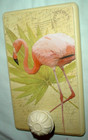 FLAMINGO WOOD WALL PLAQUE w KNOB FOR GARMENT OLD POSTCARD LOOK DECOUPAGE 5"x8" — photo 3