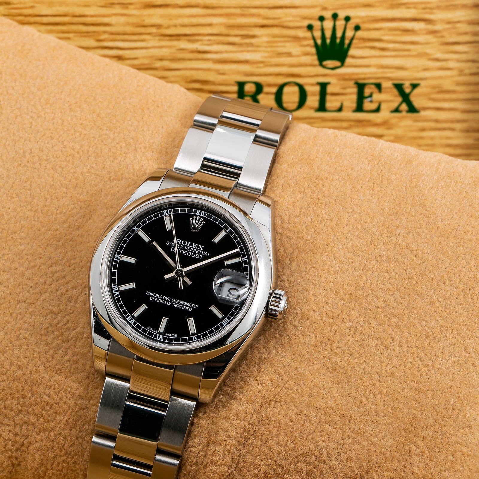 ROLEX DATEJUST 31MM 178240 BLACK DIAL STAINLESS STEEEL OYSTER BRACELET
