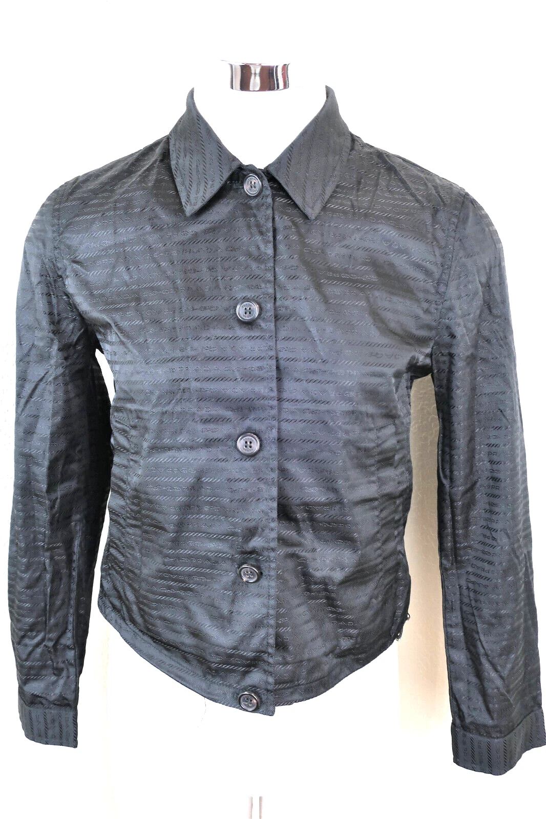 Giacca Frangivento Vintage PRADA Nylon Nero Biker Small 38 4 5 6