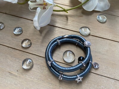 Endless Jewelry Charm Und Leder Armband Grau Silber Anthrazit 42cm Neu Herz