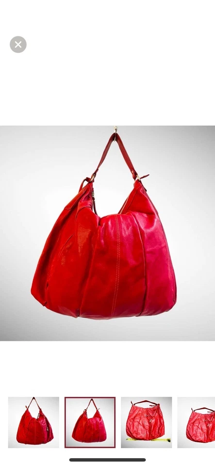 BOLSO DE HOMBRO HOBO GRANDE DE CUERO ROJO NUEVO GIANNI CHIARINI Foto 2 de 4