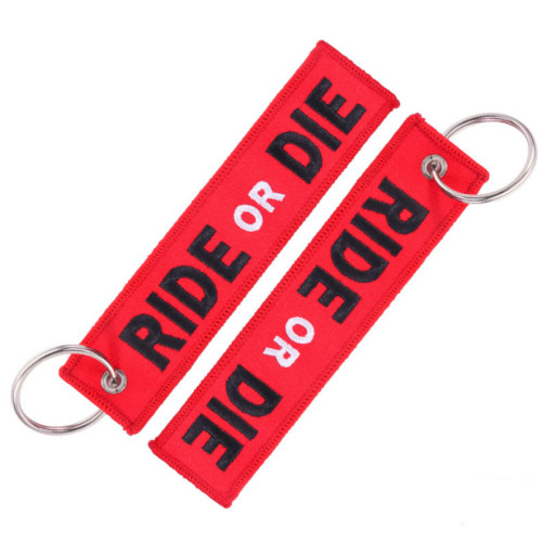 3x Keychains Key Rings Embroidered Luggage Tag RIDE or DIE Key Ring Key Chains