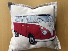 Kissen m.Rotem VW Bulli,40x40cm,NEU,Kissenscheune,Handarbeit  v E. Assmann-Uhlig