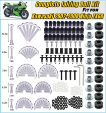 Complete Fairing Bolt Kit Silver Plastic Screws for Kawasaki NinjaZX6R 2007 2008