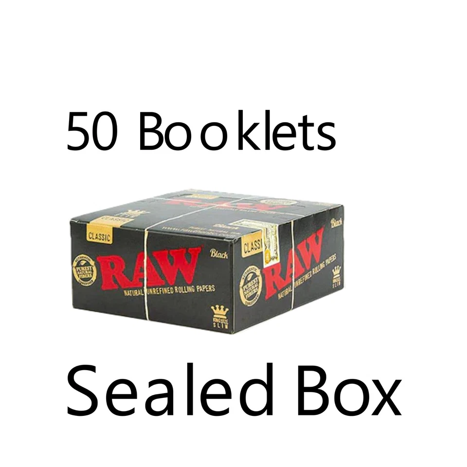 Raw Black King Size Slim Rolling Papers – 50 Booklets Sealed Box