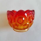 Vintage Fenton L.E. Smith art glass small 2" red orange Moon & Stars Amberina