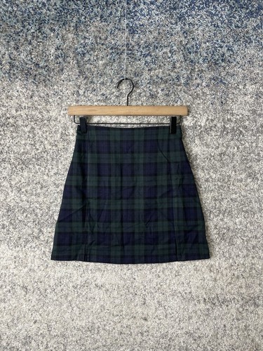 Brandy Melville 26 Mini Skirt Blue Black Green Plaid School Uniform - Bild 1 von 7
