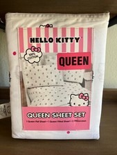 Sanrio HELLO KITTY 100 Cotton 4 Pc Queen Sheet Set NEW