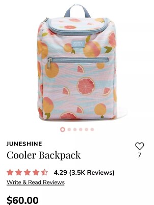 JUNE SHINE insulated backpack cooler in SUMMER CITRUS pattern, new, retail $60