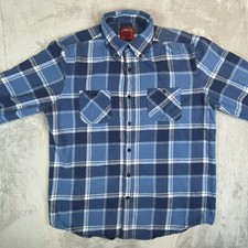 Vintage JC Penney Big Mac Shirt Mens Medium Blue Plaid Flannel Workwear Outdoor