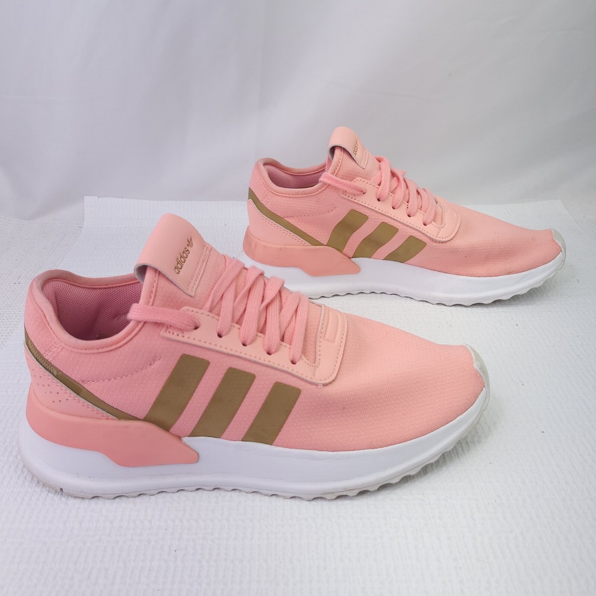 Adidas U Path Run Sneakers Pink Gold Lace Up Shoes Athletic