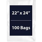 22" X 24" 100 Bags, 2Mil Flat Open Top Plastic Packaging Ldpe Clear Poly Bags