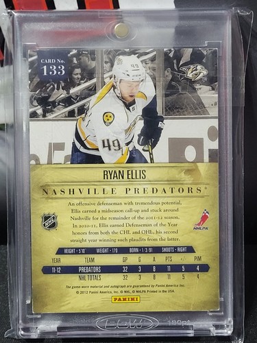 2012 Panini Prime Rookies 🔥 SHIELD 🔥 Auto Ryan Ellis 🔥 1/1 🔥 - Foto 3 di 3