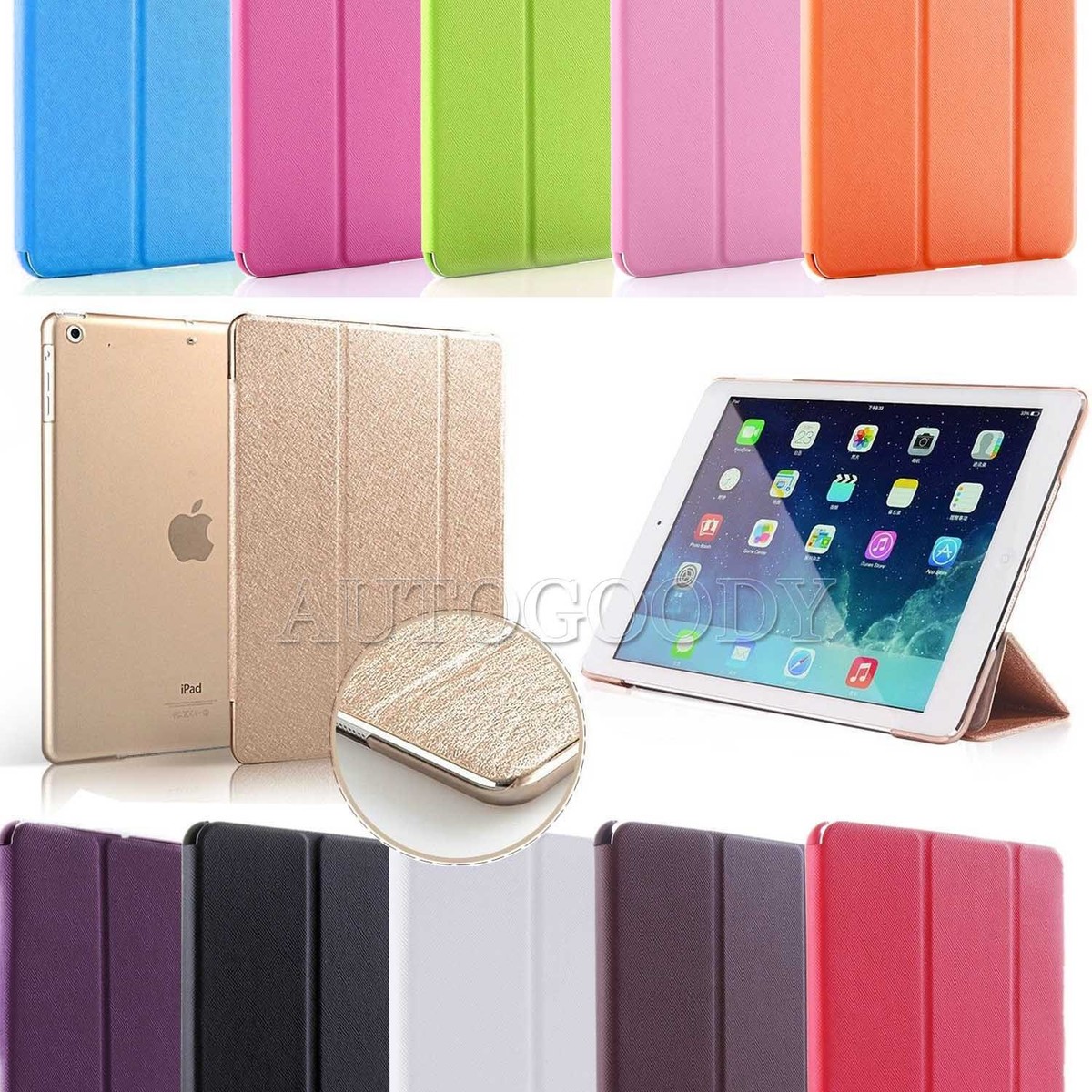 Tri-Fold Slim Smart Magnetic Leather Case for Apple iPad Air & Mini 1, 2 & 3