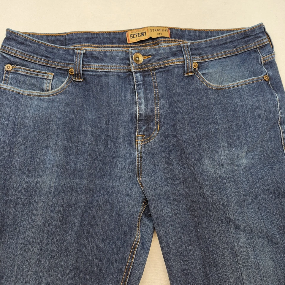 Jeans Seven7 para hombre 38x32 azul calce recto lavado medio tiro medio elástico denim Foto 2 de 4