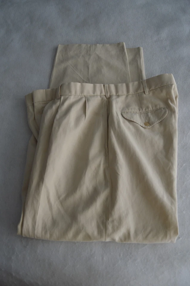 Pantalones Polo Golf Ralph Lauren Vintage Mezcla Seda Para Hombre 36/30 Beige Foto 3 de 4